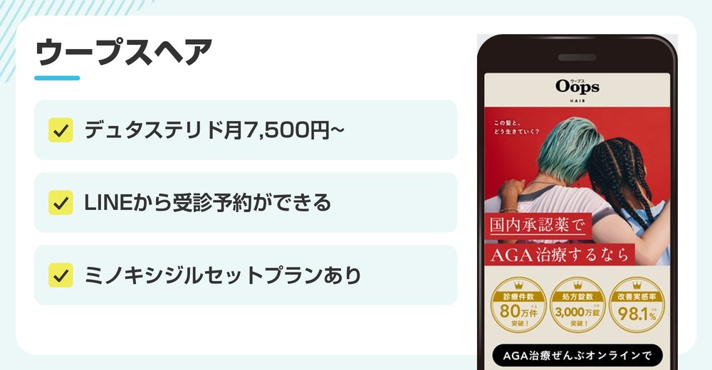 ウープスヘアのAGA治療おすすめポイントまとめバナー