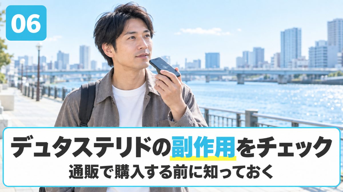 デュタステリドを通販で購入する前に確認する副作用を解説する見出しイメージ
