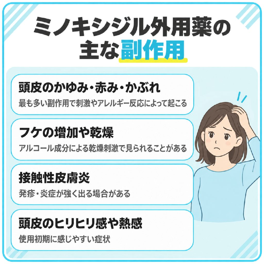 ミノキシジル外用薬の主な副作用一覧