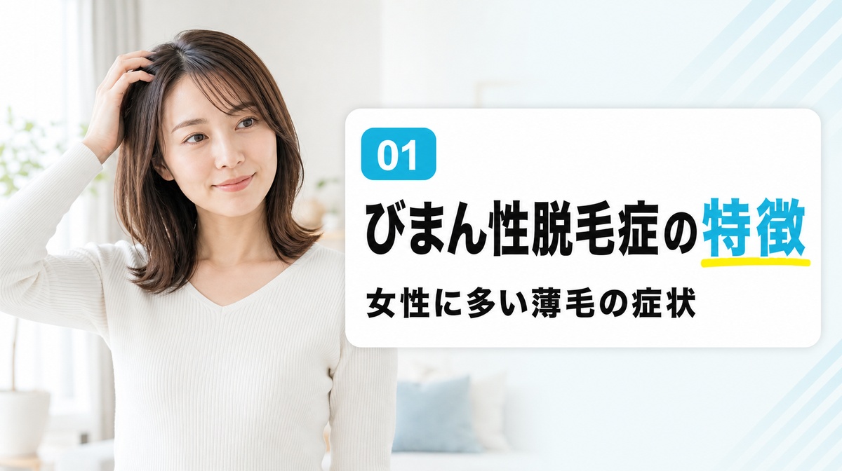 びまん性脱毛症の特徴と女性に多い症状を確かめる見出しイメージ
