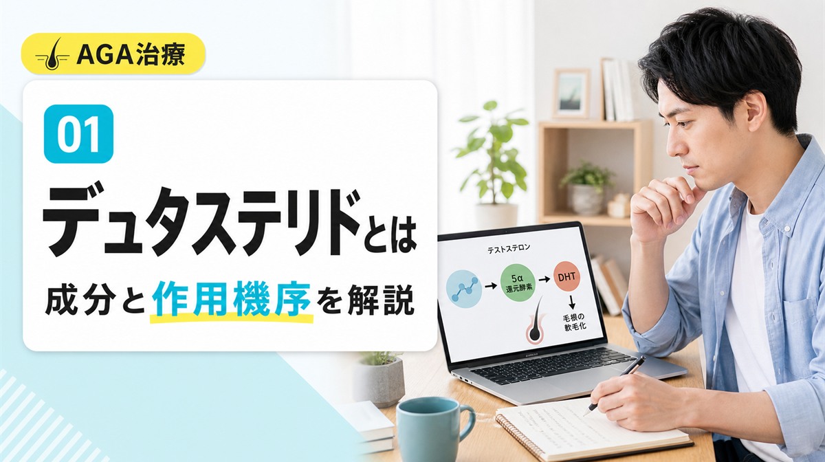 デュタステリドとは何かと成分や5α還元酵素を阻害する作用機序を解説する見出しイメージ
