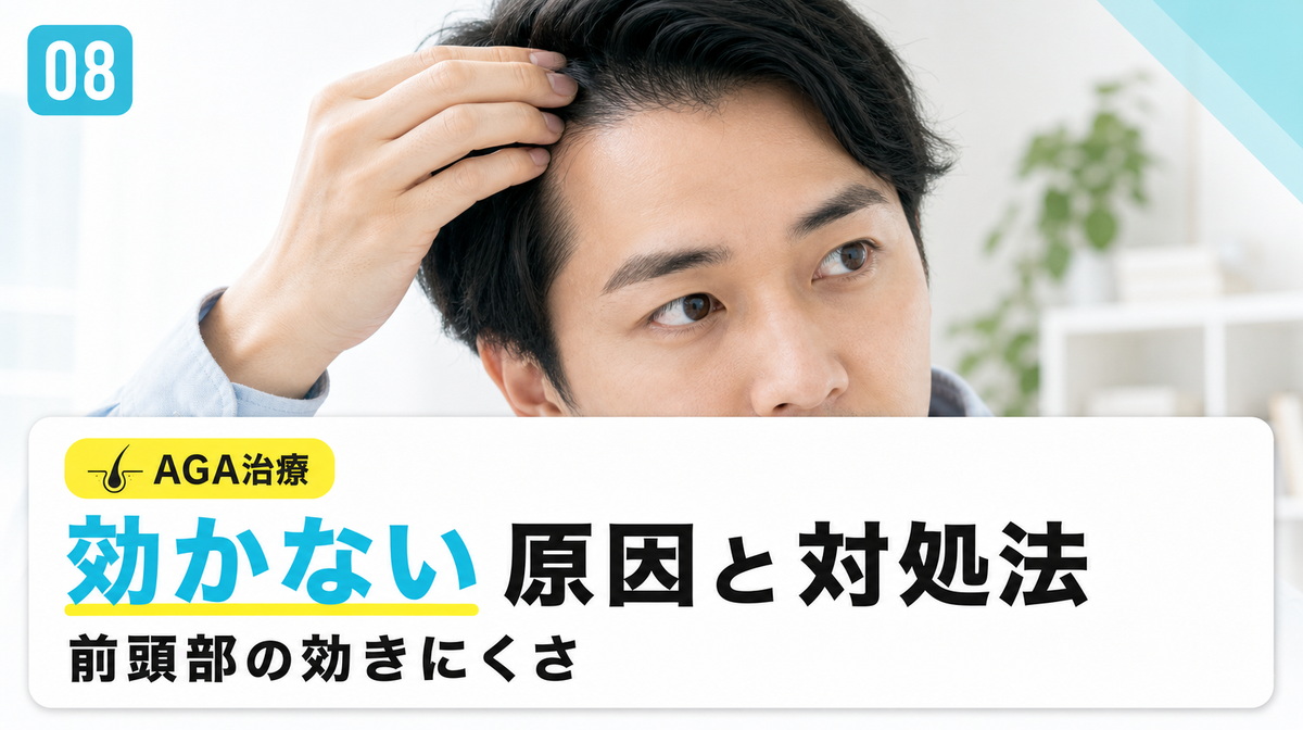フィナステリドが効かない原因と前頭部の効きにくさや対処法を解説する見出しイメージ