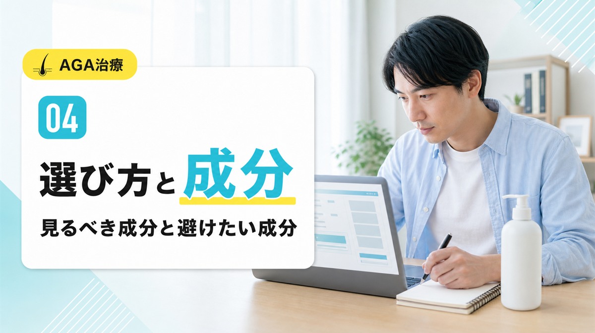 育毛シャンプーの正しい選び方と選ぶべき成分や避けたい成分を解説する見出しイメージ