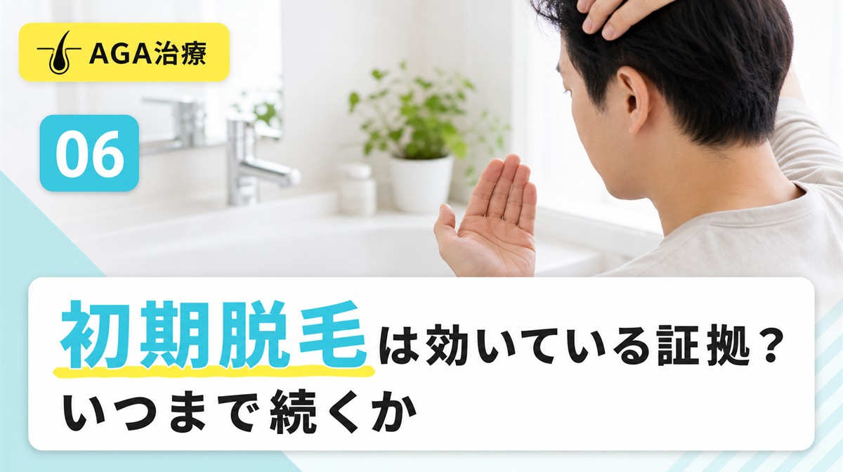 ミノキシジルの初期脱毛は効いている証拠かいつまで続くかを解説する見出しイメージ