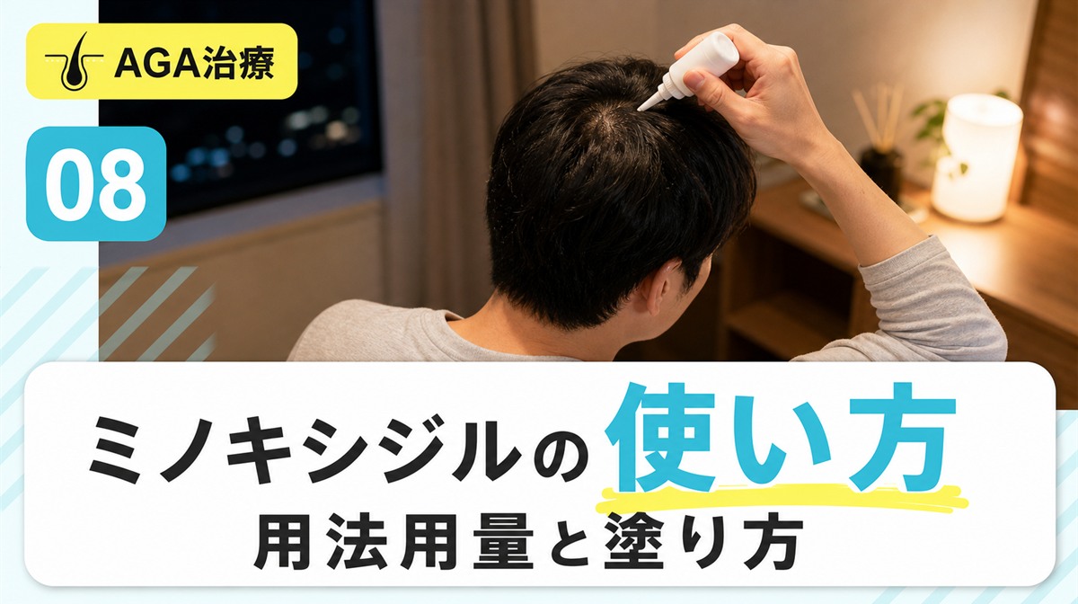 ミノキシジルの使い方と用法用量を解説する見出しイメージ