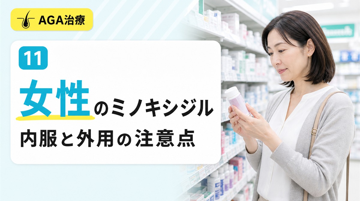 女性のミノキシジルの副作用と注意点を解説する見出しイメージ