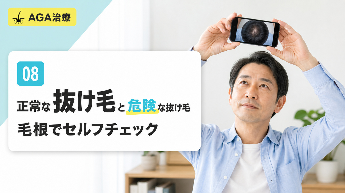 正常な抜け毛と危険な抜け毛を毛根で見分けるセルフチェックを解説する見出しイメージ