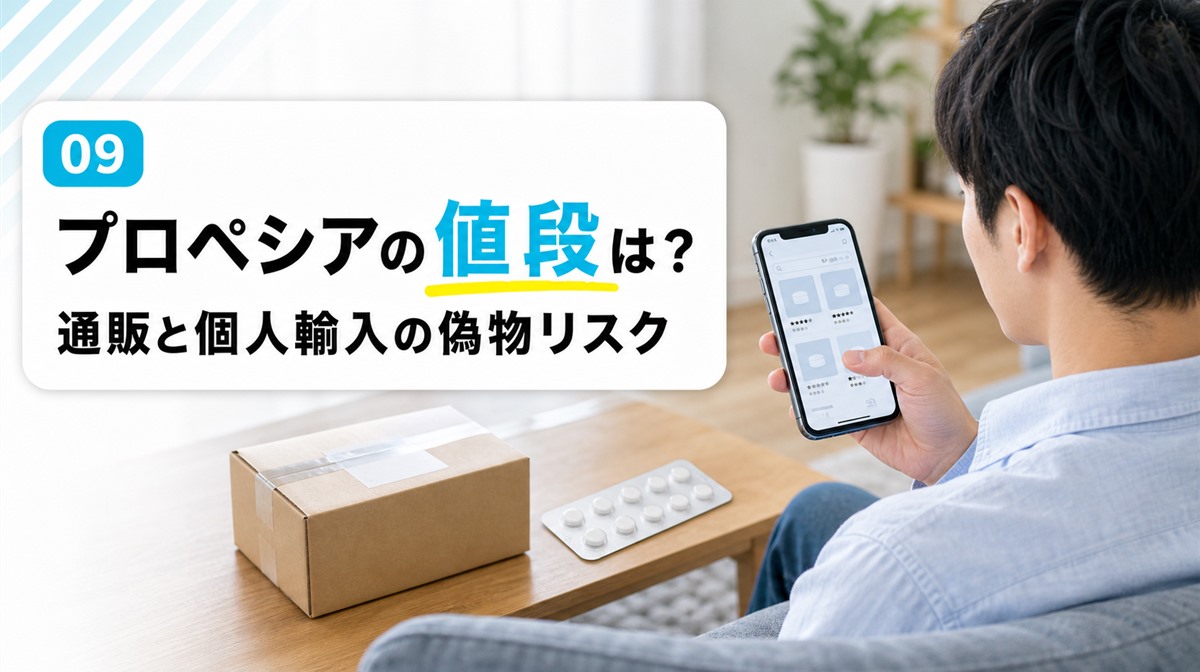 プロペシアの値段と通販や個人輸入の偽物リスクを解説する見出しイメージ