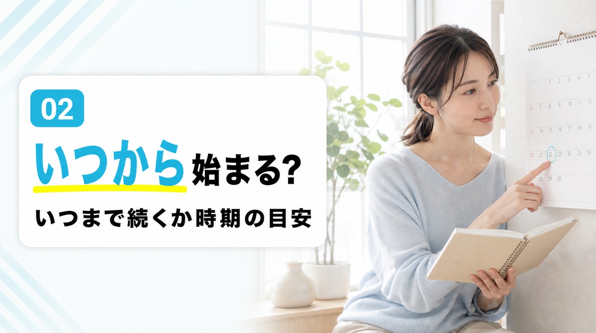 産後の抜け毛はいつから始まりいつまで続くのかという時系列を解説する見出しイメージ