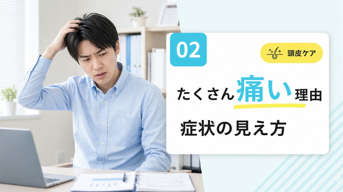 頭皮ニキビがたくさんできて痛い症状の見え方を確かめる見出しイメージ