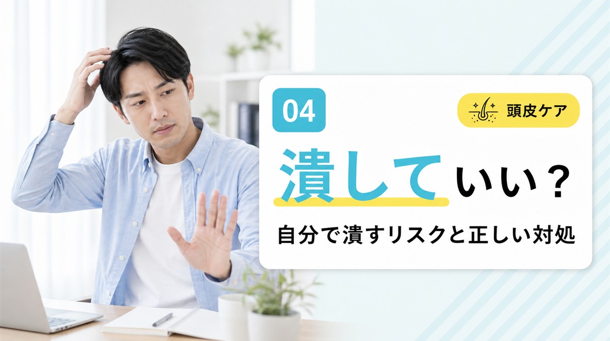 頭皮ニキビを自分で潰すリスクと正しい対処を確かめる見出しイメージ