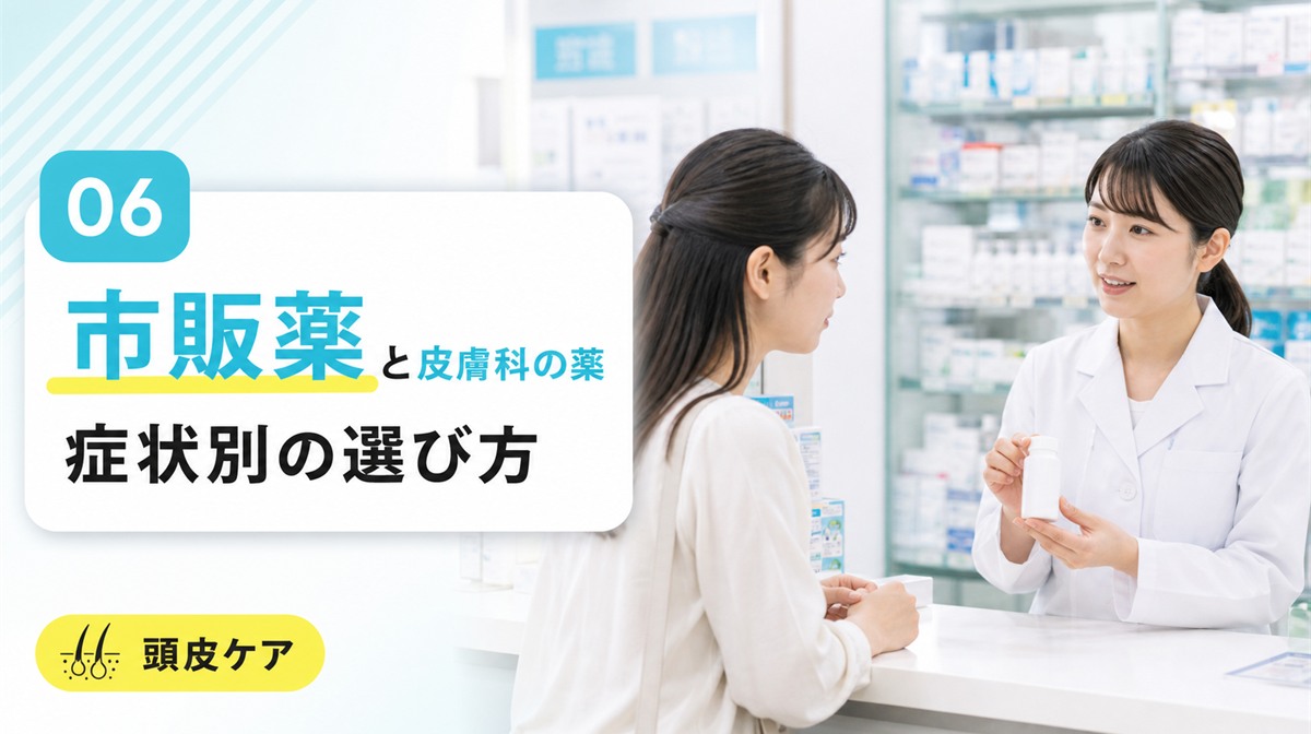 頭皮ニキビの薬の市販薬と皮膚科での違いや選び方の注意点を確かめる見出しイメージ