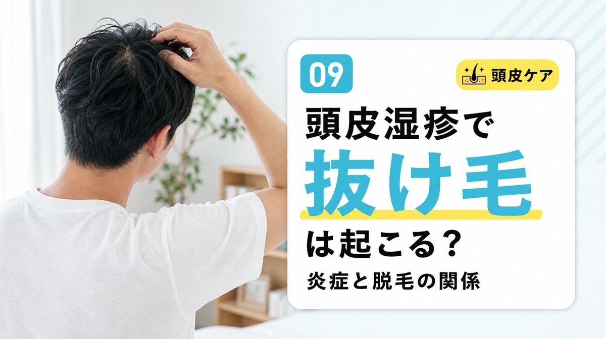 頭皮湿疹で抜け毛や薄毛は起こるかと炎症と脱毛の関係を解説する見出しイメージ