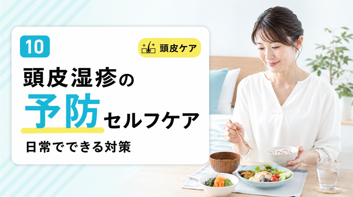 頭皮湿疹を予防するセルフケアと日常での対策を解説する見出しイメージ