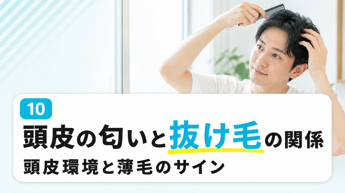 頭皮の匂いが抜け毛や薄毛につながる理由と頭皮環境の整え方を解説する見出しイメージ