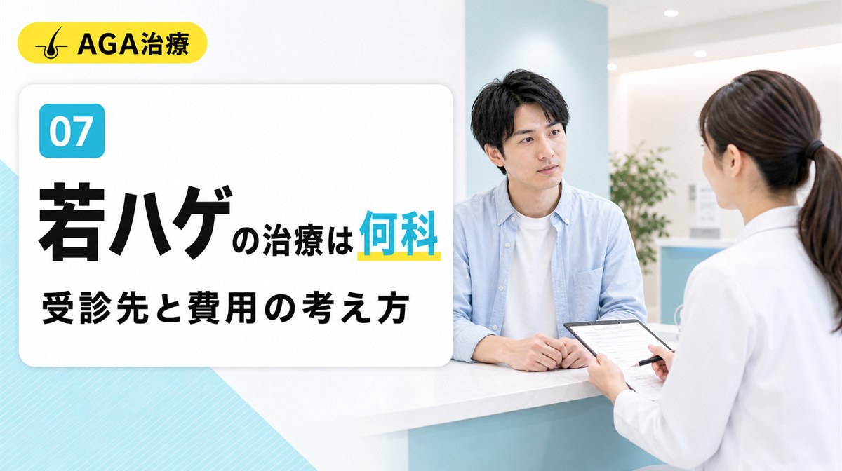 若ハゲの治療は何科で受けるかと費用相場や若いうちから始めるべきかを解説する見出しイメージ