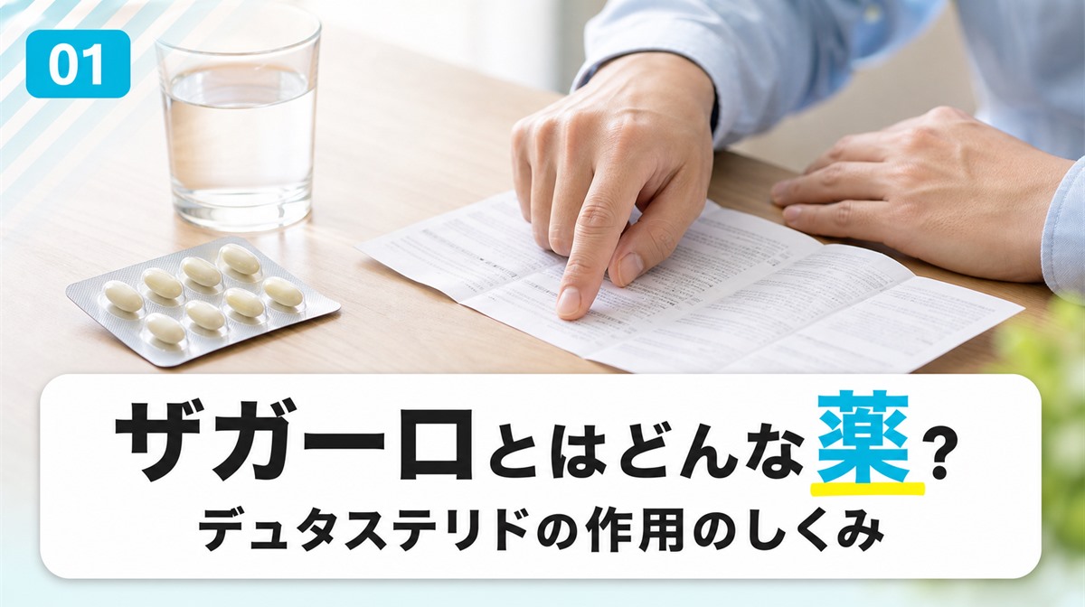 ザガーロとは何かとデュタステリドが薄毛に効く仕組みを解説する見出しイメージ